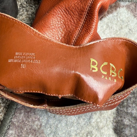 BCBG woman’s size 9, high heeled 16 inch high brown leather boots. - Picture 2 of 9
